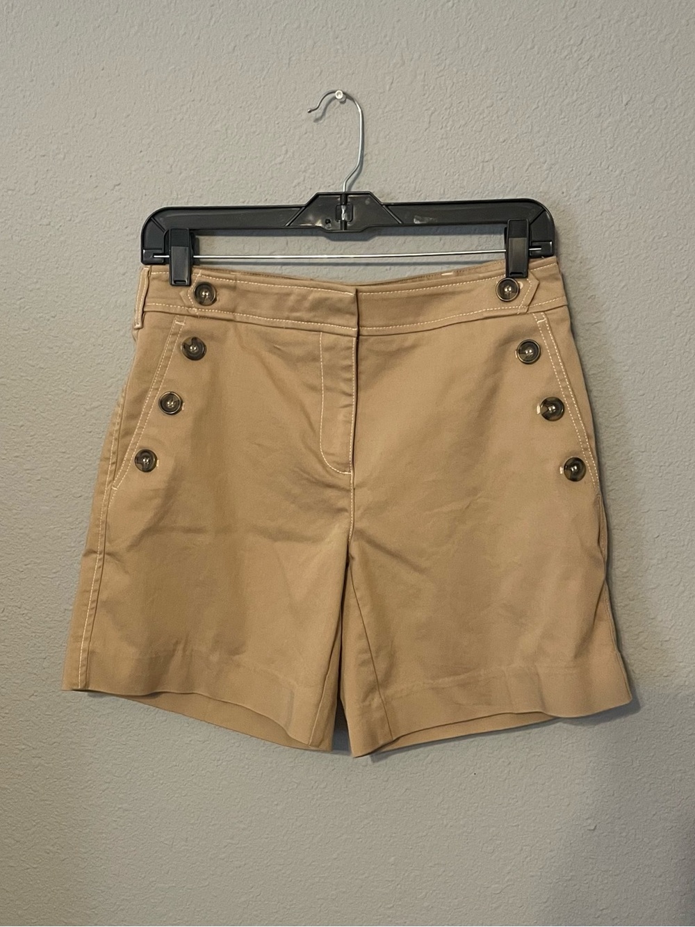 Chico's Tan High-Rise Sailor Button Shorts